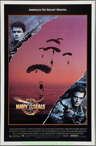 NAVY SEALS MOVIE POSTER Original 27x41 STYLE A CHARLIE SHEEN MICHAEL BIEHN