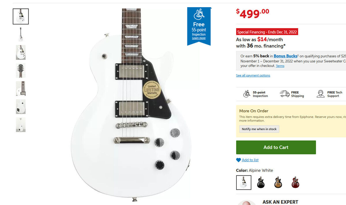 Epiphone Les Paul Studio Electric Guitar - Alpine White | eBay Epiphone Les Paul Studio Electric Guitar - Alpine White | eBay