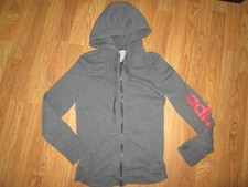 Womens ADIDAS full zip fleece lined hooded sweatshirt jacket sz XS