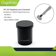 1PC 2X Telephoto T-Mount Lens Converter for 650-1300mm, 420-800mm 500mm SLR Lens