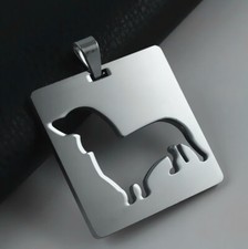 New Stainless Steel Dachshund Doxie Weiner Pet Dog Square Charm Pendant Necklace