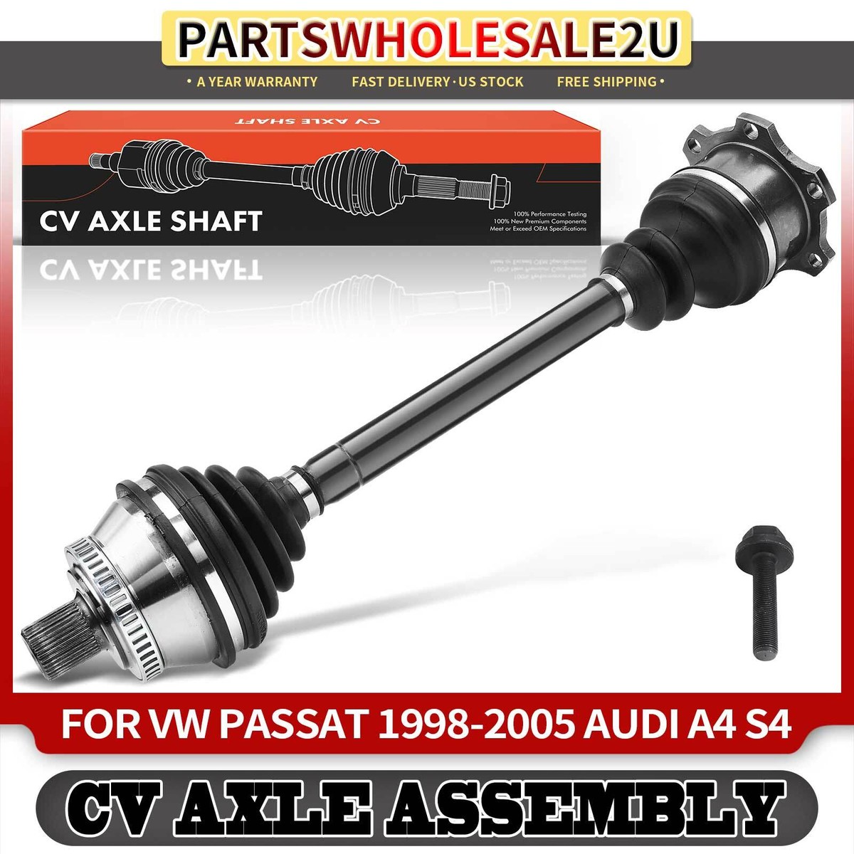 A-Premium CV Axle Shaft Assembly Compatible With Volkswagen Passat 1998-2005 & Audi A4 1996-2001, S4 2000-2002, 1.8L 2.0L 2.7L 2.8L 4.0L, Automatic