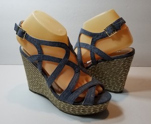 blue strappy wedges