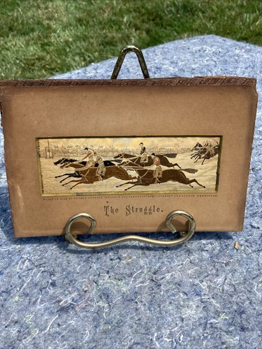 The Struggle RacingSilk Stevensgraph with Original Mat & Advertising *Victorian*