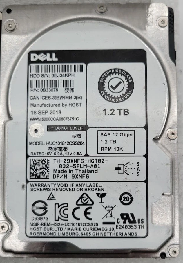 Lote DE 4Dell 1.2TB consultar la descripción para el modelo SAS2.5" Servidor Disco Duro Foto 2 de 4