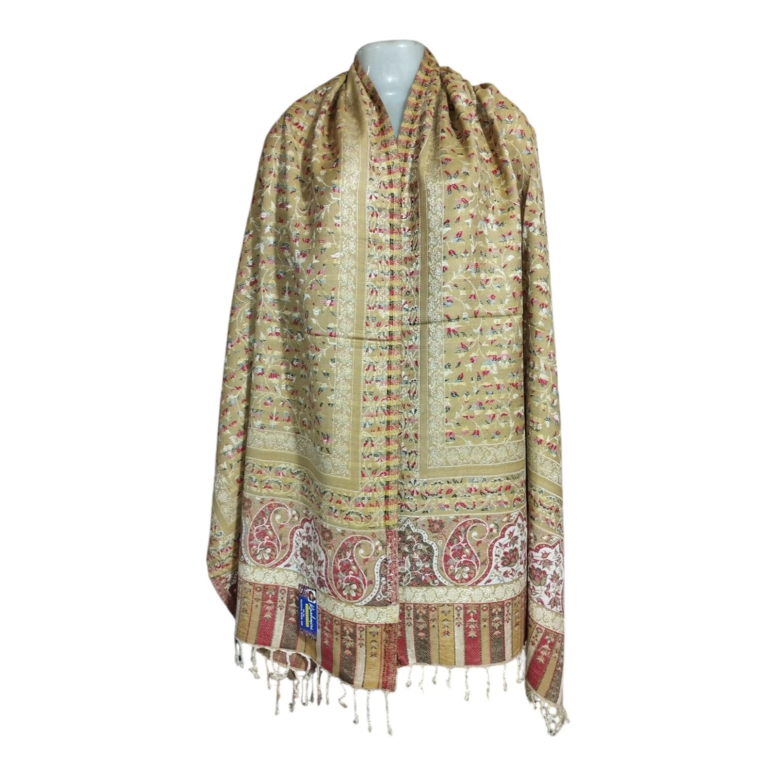 Latest New Pure Wool Kaani Pashmina Stole Shawl For Women, Men Colour_Beige
