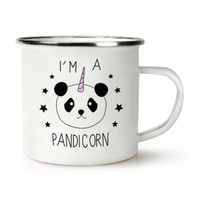 I'm A Pandicorn Einhorn Retro Emaille Becher Tasse - Panda Einhorn Lustig