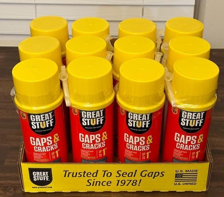 12 Cans Great Stuff Gaps & Cracks Expanding Foam Sealant