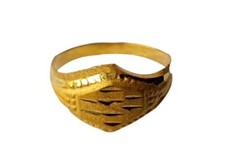 Certified Solid 22K/18K Yellow Fine Gold Carved Design Kids Ring Size-1
