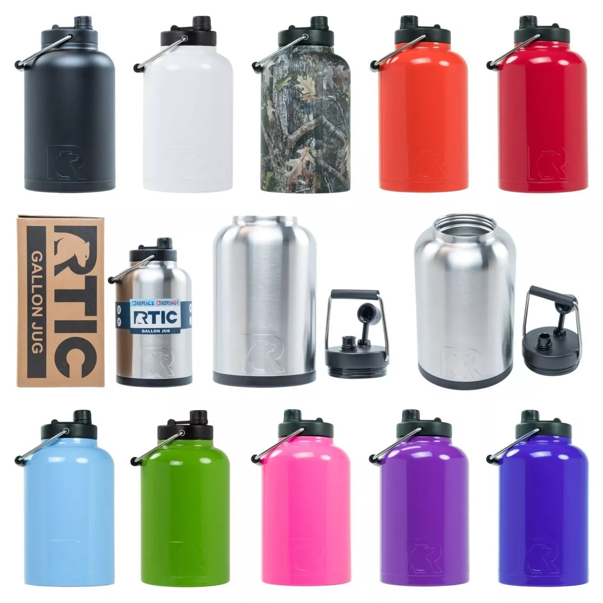 RTIC One Gallon Insulated Water Bottle / Jug Rambler, Stainless Steel