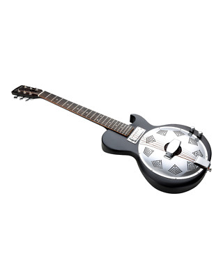 Caraya Okoume Electric Resonator Hybrid Guitar w/ Built-in H Pickup- Black SDG80