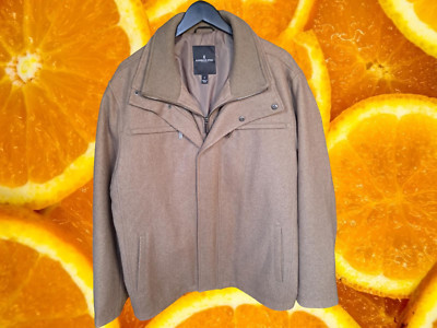 London Fog Tan Wool Blend Zip/Snap Coat Size Large