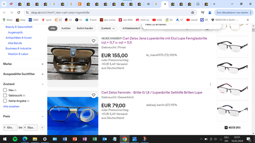 Carl ZEISS Lupenbrille / Brillenlupe cyl+0,00 mit etui Aufbewahrungsbox - Picture 24 of 24