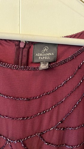 Adrianna Papell Burgundy Blouson Maxi Dress with Cap Sleeves - Picture 2 of 6