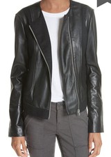 Joie Morina Lambskin Leather Jacket- Color Caviar Size Large