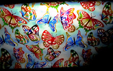 Butterflies on Light Blue Background Summer Breeze BTY 100 Cotton. SALE 5.00