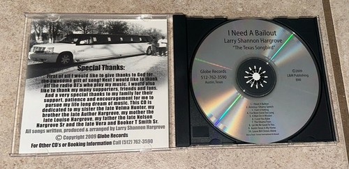 Larry Shannon Hargrove The Texas Songbird - I Need A Bailout CD rare OOP - Photo 3/4