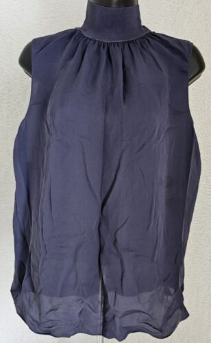 Theory Womens Shirt Top Blouse Size M Medium Sleeveless Mock Neck Silk NEW