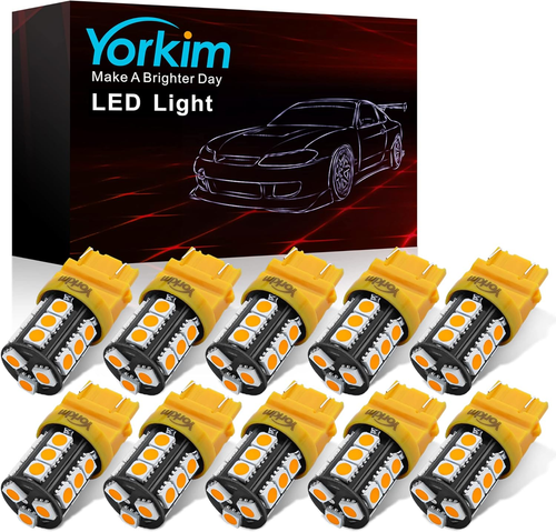 Yorkim 3157 LED Light Bulbs Amber Bright, 3056 3156 3156A 3057 4057 3157 4157 T2 - Picture 8 of 12