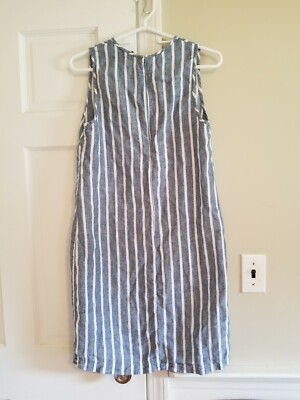 LADIES WILLI SMITH LINEN BLUE WHITE STRIPED DRESS SZ 6 | eBay