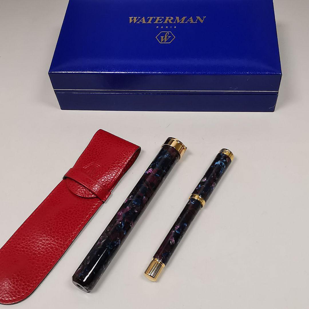 WATERMAN Fountain Pen Lady Agathe 1990 Blue Purple 18K With Case