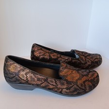 DANSKO Olivia Snake Python Pattern Flats EU 38 US 7.5-8 Black Metallic Bronze