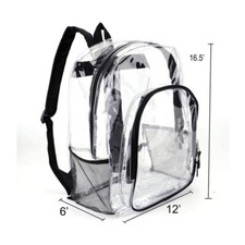 Clear Transparent Large Backpack Waterproof Travel School Bag Work Rucksack