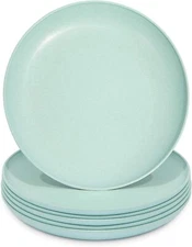 Okuna Outpost Wheat Straw Plates, Unbreakable Plate (Mint, 8 In, 6 Pack)