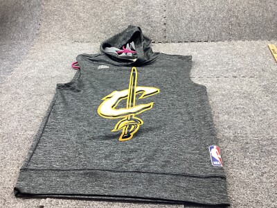 Cleveland Cavaliers Hoodie Mens Small Gray Adidas Sleeveless Pullover NBA