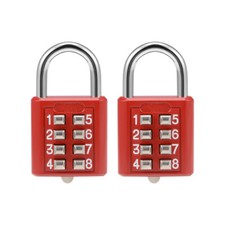8-Digit Combination Padlock Push Button Lock for Locker Cabinet Red 2Pcs