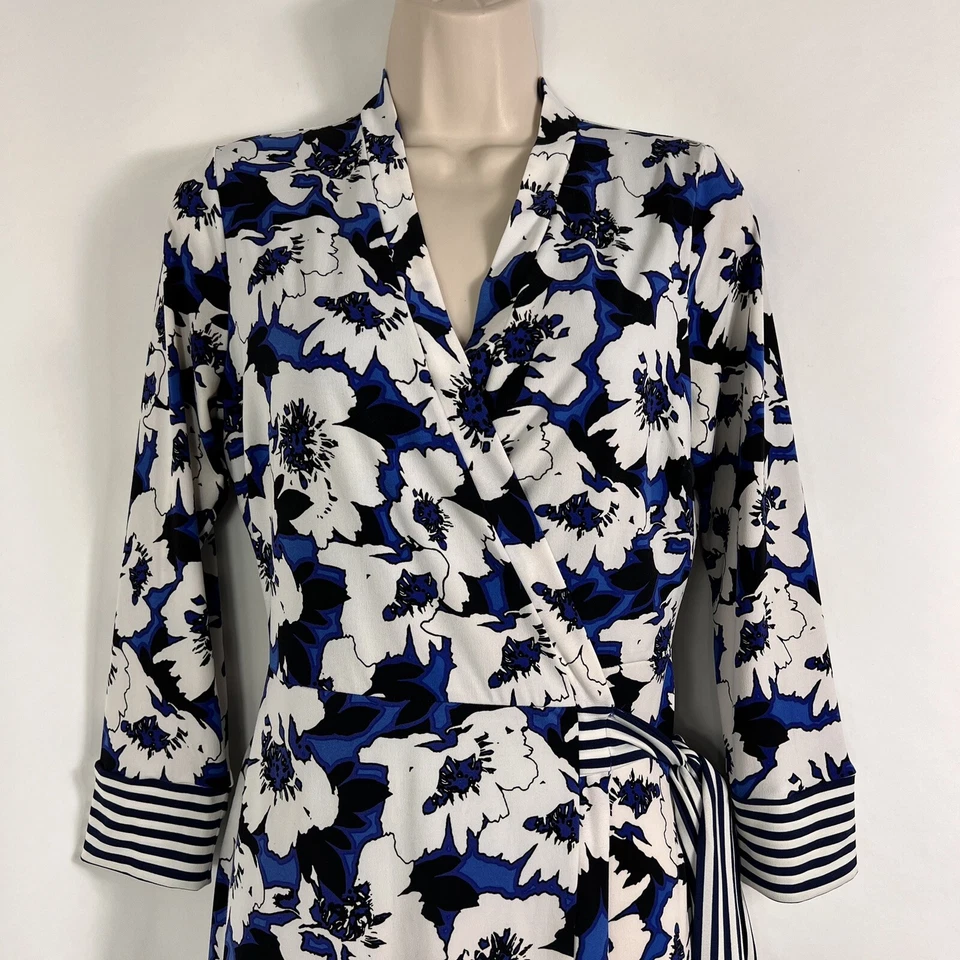 Vestido envolvente The Limited para mujer XS floral hasta la rodilla manga 3/4 cuello en V elástico Foto 2 de 4