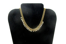 Betsey Johnson Gold Tone Cuban Chain Crystal and Faux Pearl Choker
