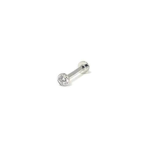 18ct White Gold 3mm created Diamond single screw back earring labret tragus bar - Bild 2 von 10