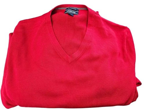 LANDS' END Men's Sweater Supima Cotton XL Red V-Neck - Picture 6 of 6