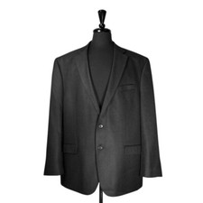 Chaps Ralph Lauren Mens 46L Gray Check Blazer 2 Button Sport Coat Jacket