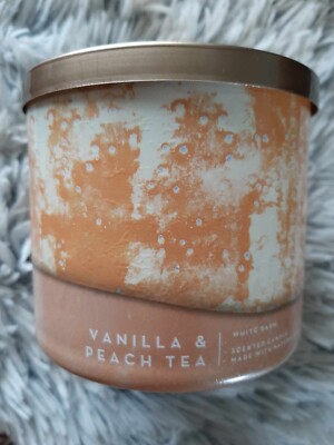 Bath & Body Works 3 Docht Duftkerze  Vanilla & Peach Tea