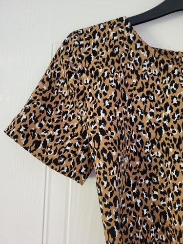 NEXT Leopard Print Belted Top Blouse Size 10 Petite. BNWOT Boho Office - Picture 4 of 5