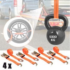 4 x 5t Spanngurte mit Ratsche und Haken 3m Meter 5000kg Spanngurt Zurrgurte LKW