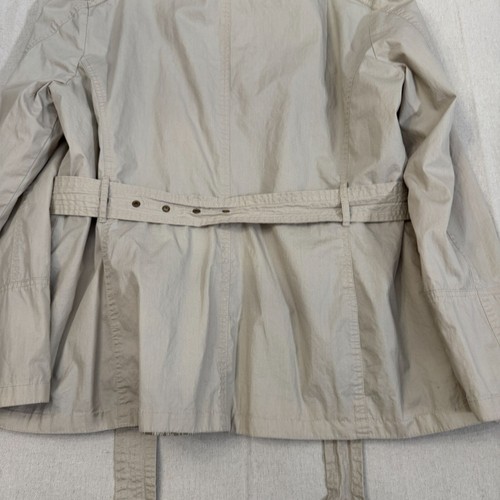 Michael Kors Beige Hooded Utility Jacket Gold Accents Front Pockets Belted XL - Picture 15 of 18