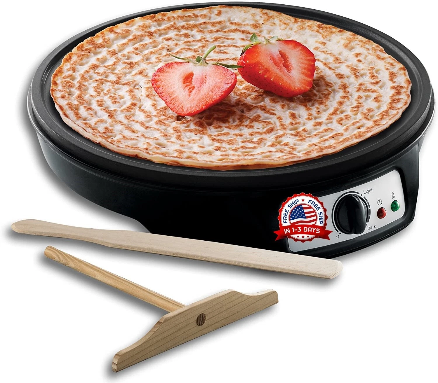 Crepera Profesional Con Placa Antiadherente Para Panquecas Tortillas Huevos 12"