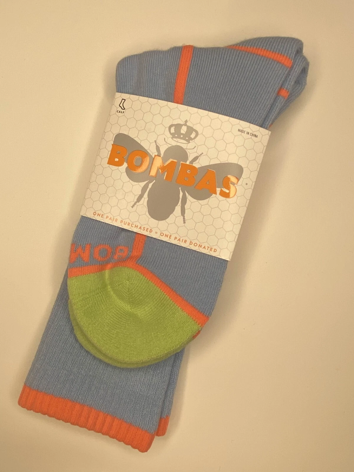 Bombas Calf Socks Neon Tipping Powder Blue 3-Pack | Arch Support | NWT