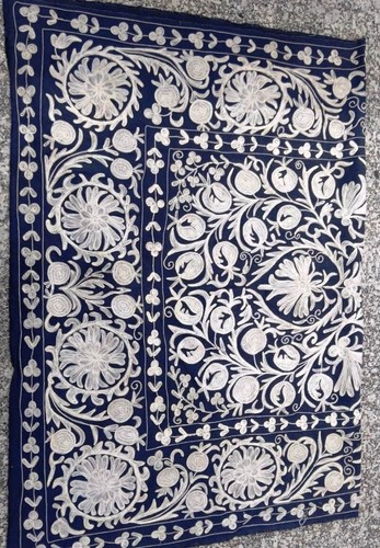100% cotton material suzani woolen embroidered bedsheet , wallhanging,tablecloth - Picture 4 of 5