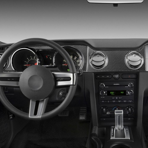 Cubierta del panel del tablero de instrumentos de consola central de fibra de carbono 2 piezas para Ford Mustang 2005-09 - Imagen 3 de 11