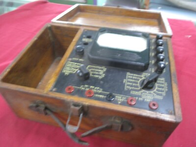 Vintage Triplett multimeter test unit 1-176 ohms volts in original oak ...