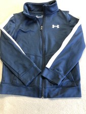 Under Armour Sweatshirt Boy's Size Small Blue Full Zip Track Jacket