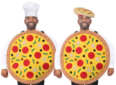 PIZZA COSTUME AND HAT FUNNY NOVELTY FANCY DRESS ITALIAN FAST FOOD PARTY  ADULT UK