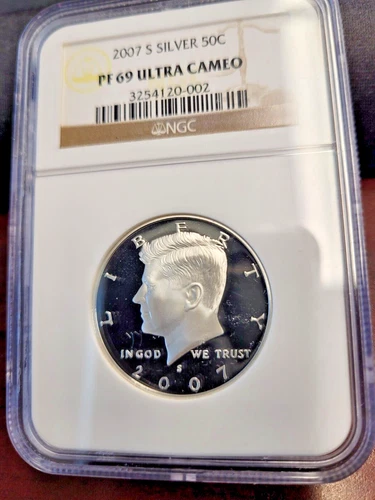 2007-S PROOF KENNEDY SILVER HALF DOLLAR NGC PF 69 ULTRA CAMEO