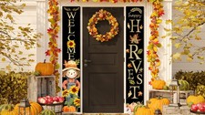 Fall Decorations Porch Sign Banner Fall Harvest Hanging Porch Banner Thanksgi...