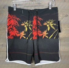 Hurley Phantom Black Hawaiian Flower Mens Size 29 Surf Swim Board Shorts
