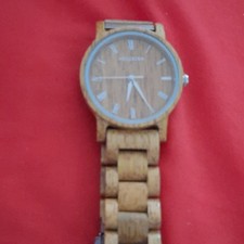 holzkern Damen Armbanduhr Analog rund 40mm Holz braun Holztextur